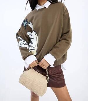 NEW MUNTHE rarsnima jersey long sleeve top in brown